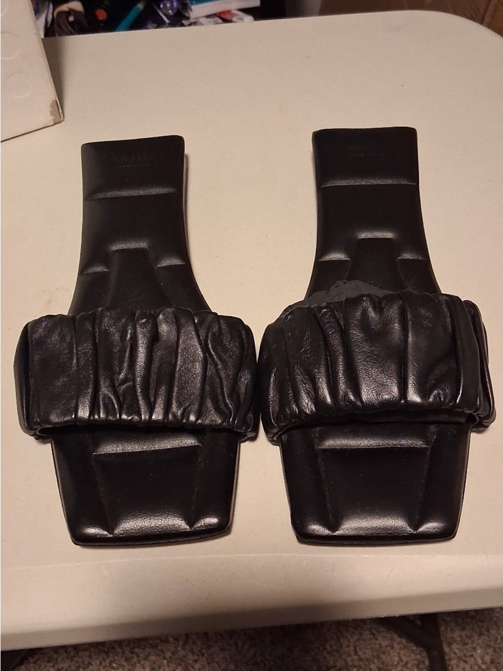 Khaite Crete Ruched Leather Slides - Picture 4 of 8